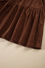Load image into Gallery viewer, Coffee Winter Corduroy V Neck Long Sleeve Plus Size Mini Dress