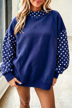 Load image into Gallery viewer, Orange Polka Dot Contrast Round Neck Long Sleeve Baggy Sweatshirt