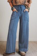 Load image into Gallery viewer, Ashleigh Blue Mineral Wash Drawstring Retro High Waist Wide Leg Western Pants