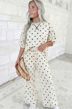 Load image into Gallery viewer, Beige Polka Dot Half Sleeve Loose Top Elastic Waist Casual Pants Set