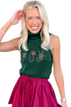 Load image into Gallery viewer, Evergreen High Neck Sleeveless Embroidered Knit Sweater Vest