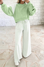Load image into Gallery viewer, Khaki Polka Dot Patchwork Colorblock Long Sleeve Casual Two Piece Pants Set