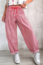 Load image into Gallery viewer, Red Stripe Drawstring Casual Loose Pants