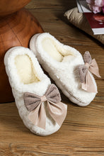 Load image into Gallery viewer, White Contrast Bowknot Applique Plush Winter Slippers (Colors May Differ by Batch)
