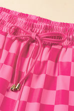 Load image into Gallery viewer, Black Checkered Drawstring Elastic Waist Casual Shorts