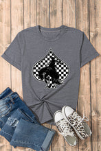 Load image into Gallery viewer, Gray Redeo Check Spades Western Graphic T Shirt