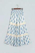 Load image into Gallery viewer, Sky Blue Floral Print Lace Patchwork Detail Wide Leg Pants