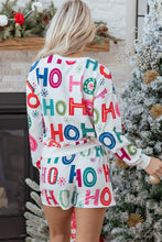Load image into Gallery viewer, White Ho Ho Ho Christmas Fashion Print 2pcs Lounge Short Set