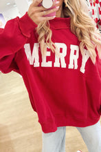 Load image into Gallery viewer, Gray MERRY Embroidered Letter High Neck Tunic Pullover Sweatshirt