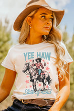Load image into Gallery viewer, White YEE HAW State of  mind Cowgirl Graphic Western Fashion Tee