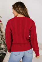 Load image into Gallery viewer, Fiery Red Falala Cable Knit Christmas Dropped Shoulder Pullover Sweater