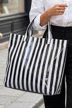Load image into Gallery viewer, Rainbow Glossy Striped Vinyl Large Tote Bag