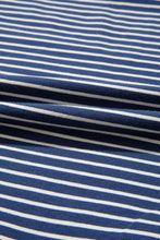 Load image into Gallery viewer, Blue Stripe Ribbed Patchwork Mock Neck Baggy Pullover Matching Shorts Set