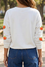 Load image into Gallery viewer, White Glitter Chenille Pumpkin Patch Graphic Long Sleeve Top