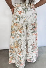 Load image into Gallery viewer, Beige Vintage Style Floral Print High Waist Wide Leg Jeans