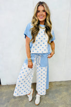 Load image into Gallery viewer, Yellow Color Block Patchwork Polka Dot Wide Leg Pant Set