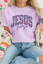 Load image into Gallery viewer, Orchid Petal Christian Floral Letter Graphic Round Neck T Shirt