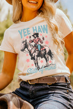 Load image into Gallery viewer, White YEE HAW State of  mind Cowgirl Graphic Western Fashion Tee