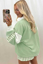 Load image into Gallery viewer, Black Striped Color Block Pullover Top Drawstring Shorts Set