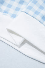 Load image into Gallery viewer, Light Blue Plaid Round Neck Long Sleeve Sweatshirt