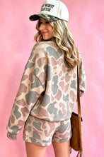Load image into Gallery viewer, Multicolour Howdy Camouflage High Neck Long Sleeve Top and Shorts Set