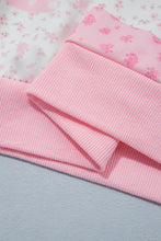 Load image into Gallery viewer, Light Pink Patchwork Floral Print Drop Shoulder Baggy Pullover Drawstring Shorts Set