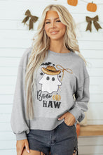 Load image into Gallery viewer, Medium Grey Sequin Western Ghost Print Long Sleeve Round Neck Sweatshirt