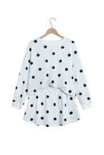 Load image into Gallery viewer, Red Polka Dot Raw Hem Relaxed Pullover Loose Skort Two Piece Set