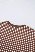 Load image into Gallery viewer, Red Color Block Plaid Patchwork Long Sleeve Pullover Wide Leg Pant Set