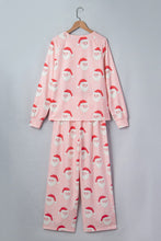 Load image into Gallery viewer, Pink Abstract Santa Pattern Long Sleeve Two Piece Shift Lounge Set