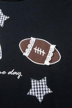 Load image into Gallery viewer, Black Rugby Game Day Patchwork Graphic Plus Size Sweatshirt