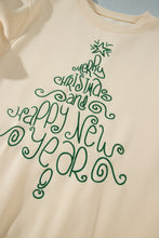 Load image into Gallery viewer, Apricot Merry Christmas and Happy New Year Embroidered Holiday Slogan Sweatshirt