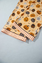 Load image into Gallery viewer, Orange Halloween Pumpkin Print Two Piece Long Sleeve Lounge Set