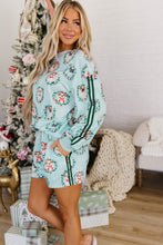 Load image into Gallery viewer, Sky Blue Holiday Puppies Wreath Print Pocket Sweatshirt and Shorts Set