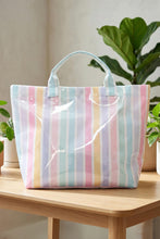 Load image into Gallery viewer, Rainbow Glossy Striped Vinyl Large Tote Bag