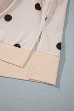 Load image into Gallery viewer, Beige Round Neck Long Sleeve Polka Dot Plus Size Top