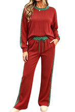 Load image into Gallery viewer, Simply Taupe Cozy Ribbed Patchwork Leopard Trim Long Sleeve 2pcs Pant Set