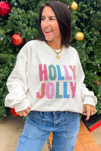 Load image into Gallery viewer, White Christmas Slogan Round Neck Long Sleeve Sweatshirt
