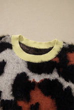 Load image into Gallery viewer, Khaki Leopard Print Drop Shoulder Long Sleeve Round Neck Sweater