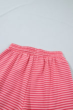 Load image into Gallery viewer, Blue Stripe Ribbed Patchwork Mock Neck Baggy Pullover Matching Shorts Set