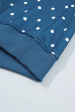 Load image into Gallery viewer, Pink Polka Dot Print Metal Button Collar Casual Pullover Sweatshirt
