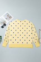 Load image into Gallery viewer, Beige Round Neck Long Sleeve Polka Dot Plus Size Top