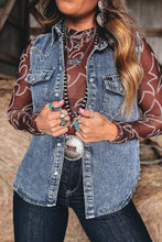 Load image into Gallery viewer, Ashleigh Blue Solid Denim Button Front Pocket Sleeveless Cowboy Vest