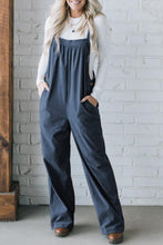 Load image into Gallery viewer, Real Teal Button Adjustable Straps Solid Color Corduroy Jumpsuit