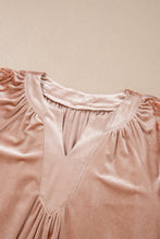 Load image into Gallery viewer, Light French Beige Embroidered Sleeve Velvet Mini Shift Dress