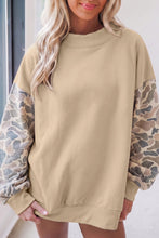 Load image into Gallery viewer, Coffee Camouflage Sleeve Crewneck Baggy Pullover Sweatshirt