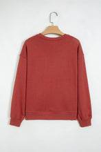 Load image into Gallery viewer, Mineral Red Checkered Trim Long Sleeve Round Neck Shift Sweatshirt