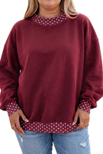 Load image into Gallery viewer, Tillandsia Purple Polka Dot Patchwork Round Neck Plus Size Sweatshirt
