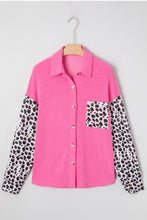 Load image into Gallery viewer, Rose Red Leopard Patched Twisted Ribbed Western Casual Shacket