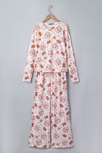 Load image into Gallery viewer, Pink Abstract Christmas Print Long Sleeve Two Piece Lounge Set